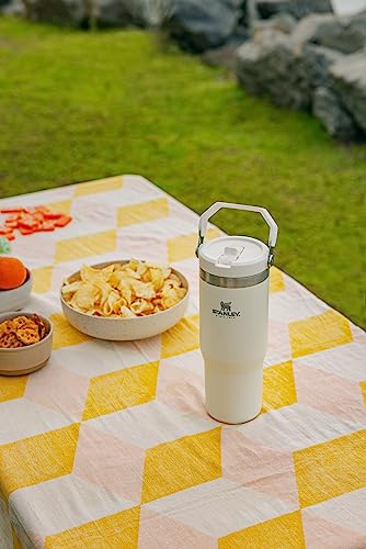 STANLEY IceFlow Stainless Steel Tumbler with Straw - Vacuum Insulated Water Bottle for Home, Office or Car - Reusable Cup with Straw Leak Resistant Flip - Cold for 12 Hours or Iced for 2 Days (Cream)