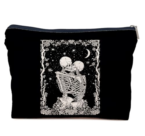 IWXYI Skeleton Pouches,Gothic Skeleton Makeup Bags,Skeleton Skull Makeup Bags With Zipper,Skeleton Skull Gothic Makeup Bag Zipper Pouch Travel Toiletry Gifts For Women,Skull Gifts