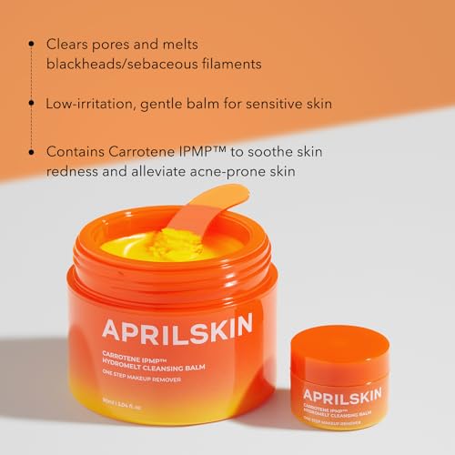 Aprilskin Carrotene IPMP Hydromelt Double Cleansing Makeup Remover Oil Balm Mini Size | Vegan | Blackheads Remover | Makeup Cleanser | Korean Skin Care | Kbeauty | Travel Size, 2 Packs