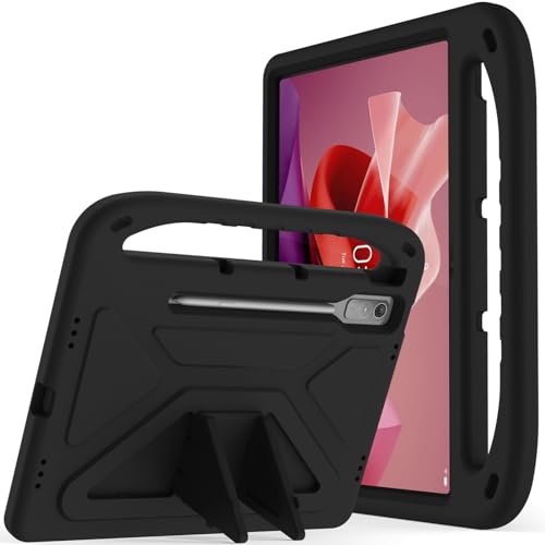 DWaybox Tablet Case for Lenovo Tab P12/Lenovo Xiaoxin Pad Pro 12.7 inch TB370FU, [Kids Friendly], Lightweight EVA Shockproof Handle Stand Protective Cover -Black
