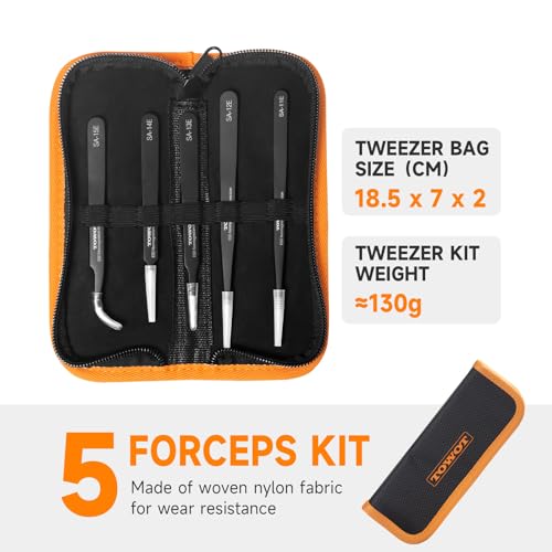 TOWOT Precision Tweezers, Anti-static Stainless Steel Pointed Tweezers for Electronics, Crafts, Soldering, Welding, Experimental Work, and Jewelry Making Industrial Tweezers