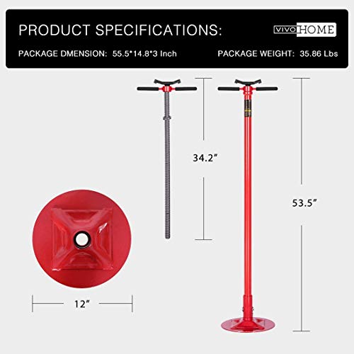 SPECSTAR Under Hoist Support Stand 3/4 Ton 1650Lbs Capacity Jack Stand Lifting from 52 to 76 Inch with 12 Inch Diameter Steel Base