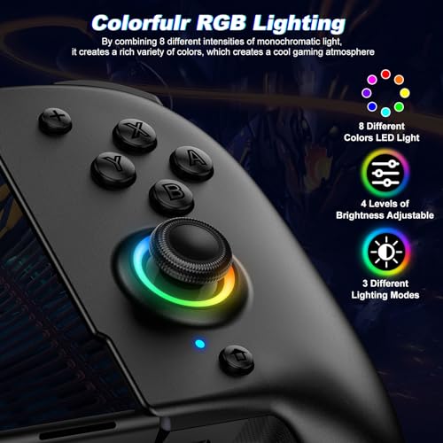 LIFUFUTEE Switch Controllers, Wireless Switch Pro Controller Replacement for Nintendo Switch Controller/OLED, Hall Effect One-Piece Joypad Controller with RGB/Programmable/Dual Vibration/Turbo/Wakeup