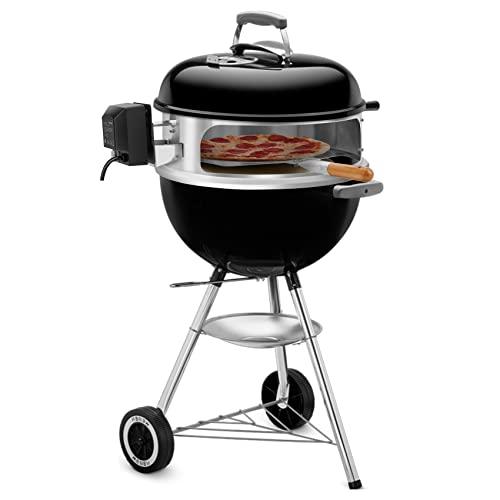 onlyfire Stainless Steel Multi-Purpose Rotisserie and Pizza Combo Kit for Weber 18" and Other Similar Kettle Grills - Include Pizza Peel and Pizza Stone