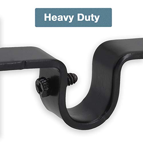 OVOV Double Curtain Rod Brackets for Curtain Rod Heavy Duty Curtain Rod Holders (Black) for 1"&5/8" 3 Pack