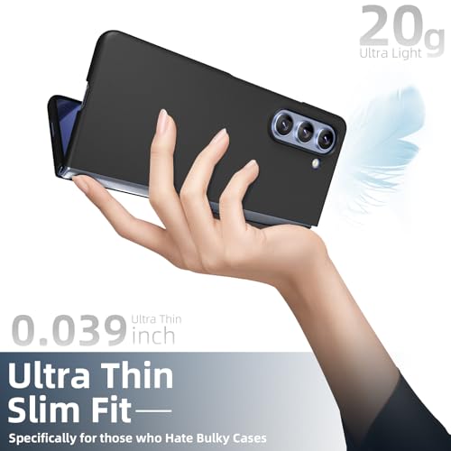 DNTMZIN for Samsung Galaxy Z Flip 3 Case, Ultra Thin Matte Shockproof Hard PC with Non-Slip Grip Full Protection Protective Cover Black 010-ZFP3-02