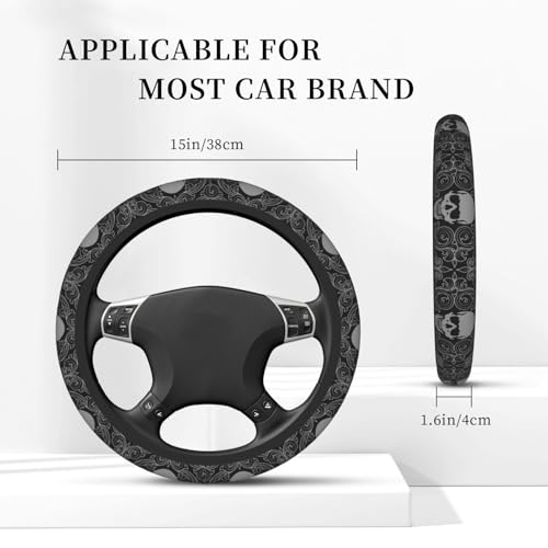 Magic Skull Magical Star Moon Steering Wheel Cover for Women Men Girls Car Accessories Decor Anti-Slip Neoprene Auto Steering Wheel Covers Protector Universal 15 Inch