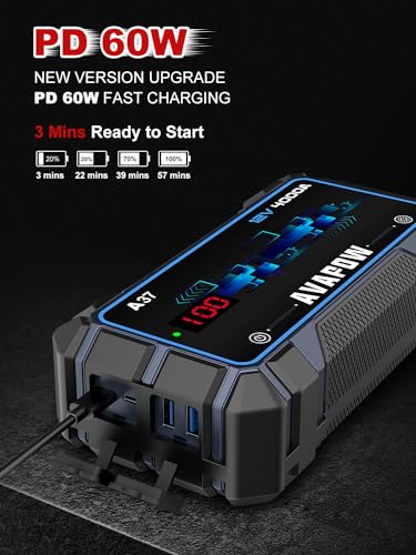 AVAPOW Car Battery Jump Starter 4000A Peak,12V Portable Jumpstart Box for Up to 10L Gas 10L Diesel Engine,PD 60W Fast Charging Lithium Jump Starters Charger Pack