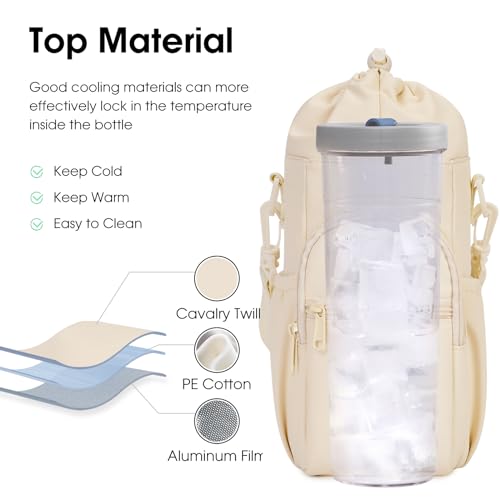 sportsnew Water Bottle Holder with Strap 32oz 40oz Insulated Water Bottle Carrier Sling Bag with Phone Pocket Tumbler Bag Cup Sleeve Crossbody Pouch for Walking Hiking Travelling Carrying, Red