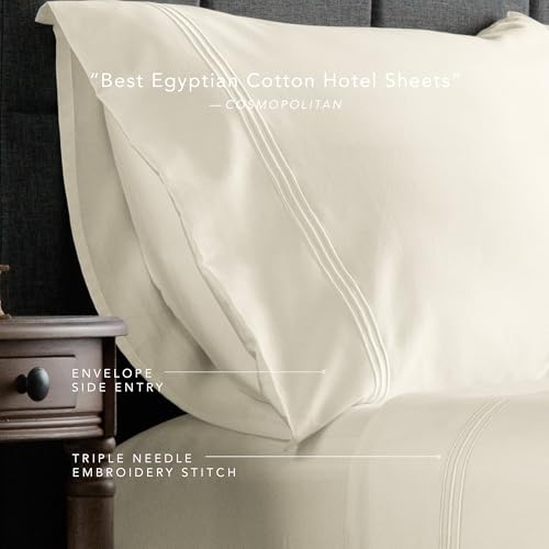 Fishers Finery 100% Egyptian Cotton Pillowcases - Breathable and Soft Hotel Quality - Luxurious 500 Thread Count Long-Staple Pure Cotton with Sateen Weave (Ivory,SQ,2Pack)