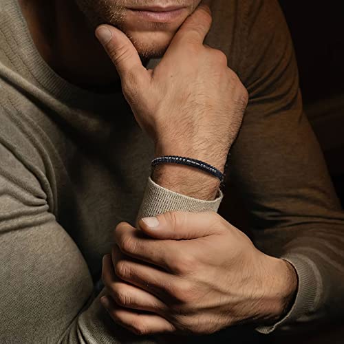 QWNHONEY Morse Code Bracelet Always Remember Bracelet Father'S Day Birthday Graduation Valentines Day Anniversary Christmas Leather Cuff Bangle I Love You Jewelry Gift for Man Him 7.5 Inches