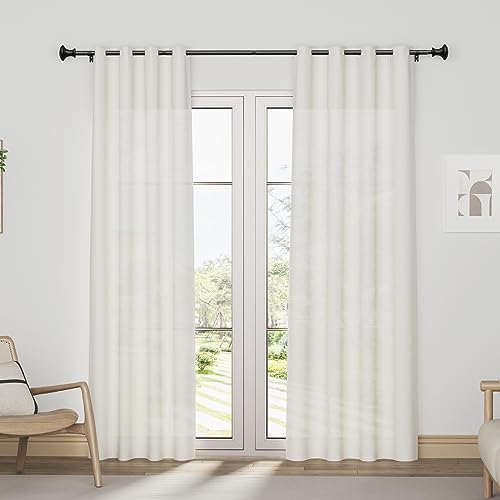 Box Space Curtain Rods for Windows 28 to 48 Inch, 3/4 Inch Diameter Black Curtain Rod with Decorative Finials, Adjustable Length Small Window Curtain Rod Heavy Duty Drapery Rod, Black
