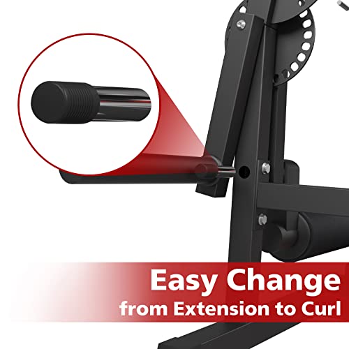 GMWD Leg Extension Machine, Leg Curl Machine, Lower Body Special Leg Machine, Adjustable Leg Exercise Bench with Plate Loaded, Leg Rotary Extension for Thigh, Home Gym Weight Machine(Black)