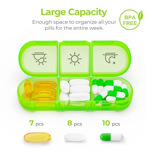 AUVON Weekly Pill Organizer 3 Times a Day, Large 7 Day Pill Box 3 Times a Day with Separate Container, Portable Pill Case for Medication, Vitamins, Fish Oil and Supplements