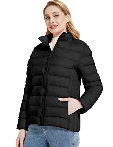 ZSHOW Women's Puffer Jacket Lightweight Packable Warm Winter Coat (Black,S)