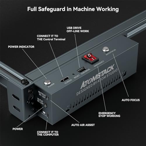 ATOMSTACK 12W Laser Engraver, A10 PRO V2 Laser Cutter, 0.06mm High Accuracy Laser Engraving Machine for Wood and Metal, Dark Acrylic, Glass, Leather, Engraving Area 15.7 "x15.7"