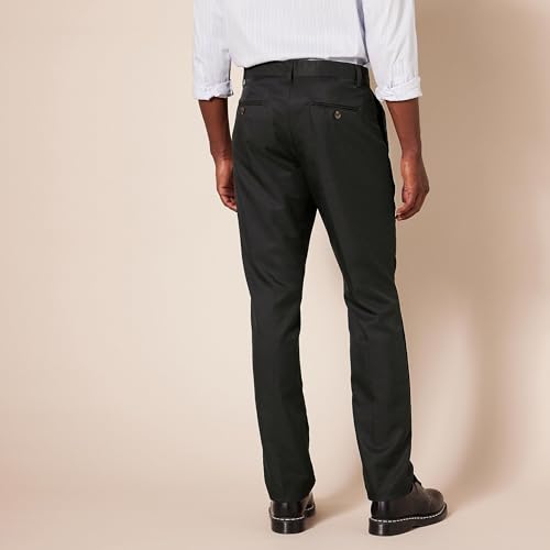 Amazon Essentials Men's Slim-Fit Flat-Front Dress Pant, Black, 42W x 29L