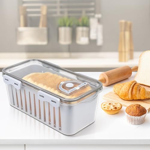 FIRJOY Bread Storage Container for Homemade Bread (1 Pack L Container - Gray)