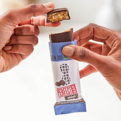 Perfect Bar Mini, Chocolate Covered Peanut Butter Protein Bar, Protein Snack, Snack Bar, Organic, Gluten Free, Soy Free, Non GMO, No Sugar Alcohols, 1.05 Ounce Bar, 18 Count