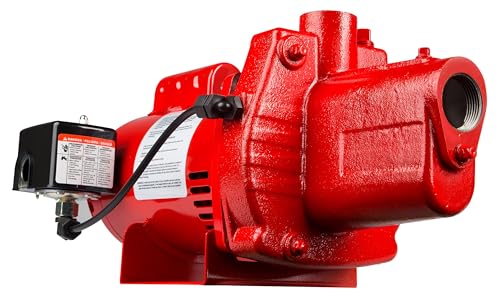 Red Lion RJS-50-PREM 1/2 HP, 12 GPM, 115/230 Volt, Premium Cast Iron Shallow Well Jet Pump, Red, 602206