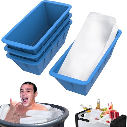 Extra Large Ice Cube Tray 4Pack 12LB Silicone Large Ice Cube Molds for Cold Plunge Tub,Reusable Ice Cube Trays for Freezer,Ice Block Molds for Home Ice Bath,Cold Plunge Accessories,Ice Bath Chiller