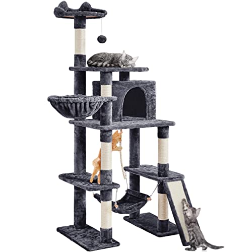 Topeakmart 70 inches Cat Tree Tower with Scratching Post for Large Cats Activity Center Climber Tower Stand Furniture