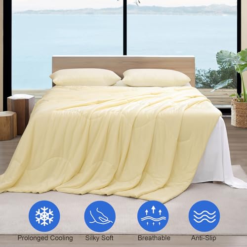 PHF Double Cooling Blanket Twin Size for Hot Sleepers, Soft Breathable Blankets for Summer with Double Side Cold, Q-Max>0.5 Arc-Chill Cool Lightweight Blanket for Night Sweats, 60"x80",Alabaster Gleam