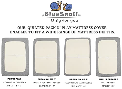 Quilted Waterproof Pack N Play Mattress Fitted Cover for Tollder, Portable Mini Crib Sheet, Comfortable and Breathable Playard Sheet 2 Pack by BlueSnail