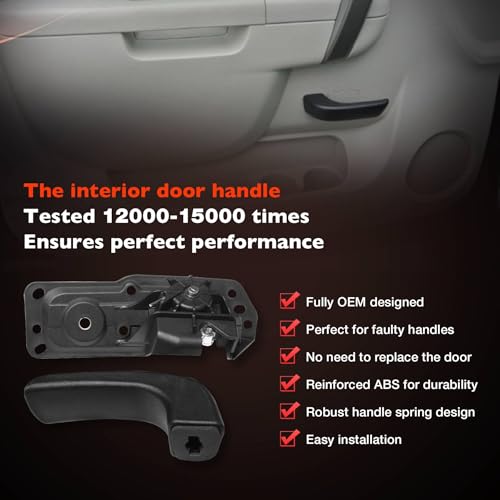 ATRACYPART Interior Door Handle Kit Front Left Drivers Side | for 2007-2014 Chevy Silverado, Tahoe, Suburban, Avalanche, GMC Sierra, Yukon, Yukon XL, Cadillac Escalade | Replaces# 20833606, 80374