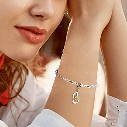 POWER WING Initial Charms T For Bracelets Stainless Steel Alphabet Charms Gifts For Best Friends