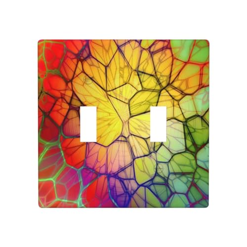 Abstract Double Toggle Light Switch Plates And Outlet Covers Decorative Electrical Wall Plate 2 Gang Receptacle Switchplate Decorate Plug Cover For Bathroom Bedroom Kitchen Home Decor