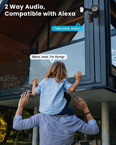 ieGeek Floodlight Camera Outdoor, 2K Wired Home Smart Security Cameras, 2.4G WiFi Flood Light Camera with Motion Sensor, Wiring 2600 Lumens Cam, Color Night Vision,Siren,2 Way Audio, Works with Alexa