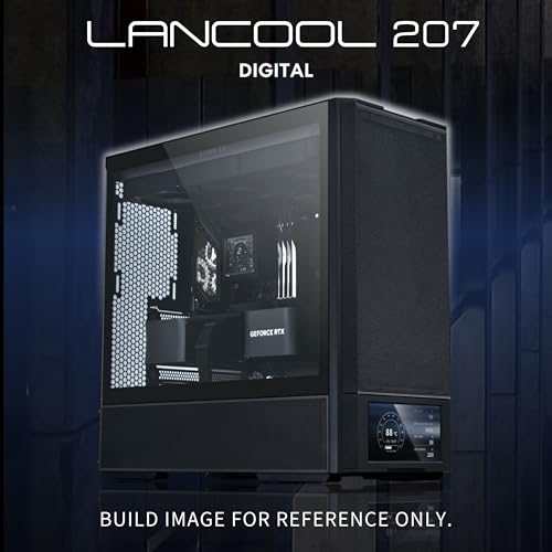 Lian Li LANCOOL 207 Digital ATX Computer Case w/Integrated LCD Screen, Mesh-Centric Panels Mid-Tower PC Case w/ 2 x 140x40x30mm PWM Fans, 2 x 140mm Fans Pre-Installed, Side or Rear-Mount PSU