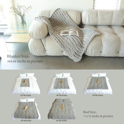 Maetoow Chenille Chunky Knit Blanket Throw （50×60 Inch）, Handmade Warm & Cozy Blanket Couch, Bed, Home Decor, Soft Breathable Fleece Banket, Christmas Thick and Giant Yarn Throws，Purple