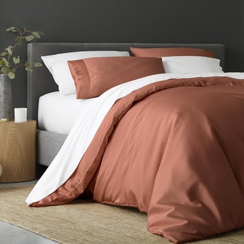DOZ Duvet Cover Set, 100% Viscose derived from Bamboo, Organically Grown, Buttery Soft, Cooling Duvet Covers, High GSM, 1 Duvet Cover and 1 Pillowcase, 70"x90" (Clay, Twin/Twin XL)