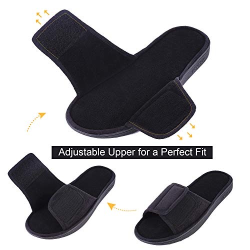LongBay Men's Comfy Memory Foam Slide Slippers Breathable Micro Suede House Shoes (Small / 7-8 D(M) US, Black)