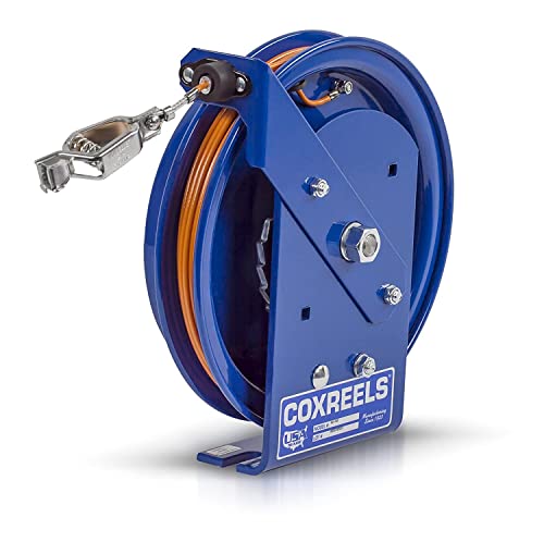 Coxreels - SD-35 Retractable Static Discharge Cable Reel - EZ-SD Series - Non Combustible Grounding Reel for Electrical Work - Galvanized Cable - Fits 35 Inch Hose - 11x3.88x11.5 Inches