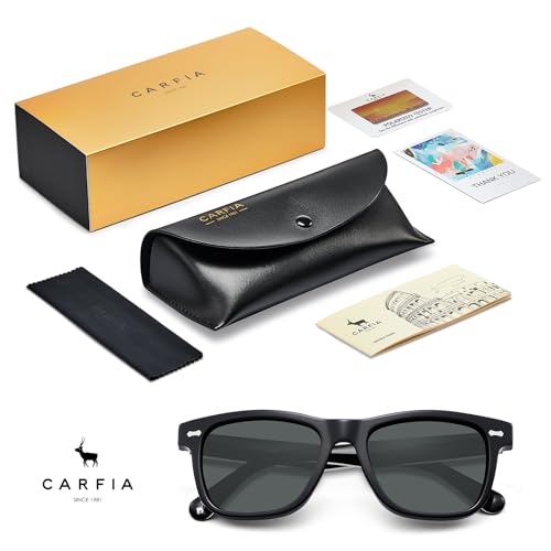 CARFIA Cool Acetate Polarized Sunglasses for Men Trendy Retro Sun Glasses CA2301 Transparent