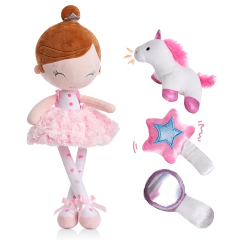 MYREBABY 17 inch Ballerina Princess Doll Stuffed Animal for Girls Toy Set for 3 4 5 Year Old Girl Gift for Little Girl, Birthday, Christmas Age 3-9