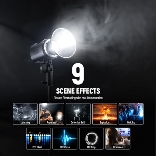 NEEWER MS60 LED Video Light with 2.4G/APP Control, 65W 5600K Daylight Mini COB Continuous Output Lighting, 40000lux/1m, CRI 97+/TLCI 98+, 9 Scenes, 0-100% PWM Dimming, Bowens Mount Adapter