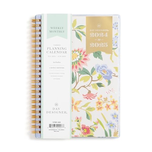 Day Designer 2024-2025 Planner, Academic Year Weekly and Monthly, Integrated with Dated Daily Agenda, Student and Teacher,Purposeful Design, Climbing Floral, 5” x 8”