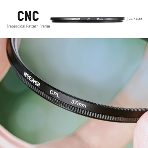 NEEWER 37mm ND Lens Filter Kit: UV, CPL, FLD, ND2, ND4, ND8, Lens Hood and Lens Cap Compatible with Canon Nikon Sony Panasonic DSLR Cameras with 37mm Lens