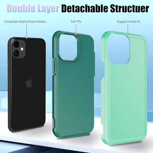 AYMECL for iPhone 11 Case,[Shockproof] [15 FT Dropproof] 2 Pack [Self-Healing Screen Protectors],Heavy Duty Protection Phone Case for iPhone 11,Aqua Blue