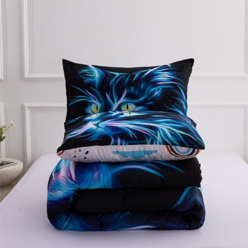 Holawakaka Lightening Tiger Bedding Comforter Set Kids Teens Men Twin Size/Twin XL Bedding Set Wild Animal Printed Bed Set 3 Piece Boys Dorm Quilt Bedspread