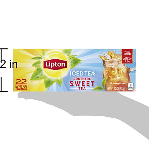 Lipton Southern Sweet Iced Tea Bags, Family Size Tea Bags, 132 Total Tea Bags (22ct - Pack of 6)