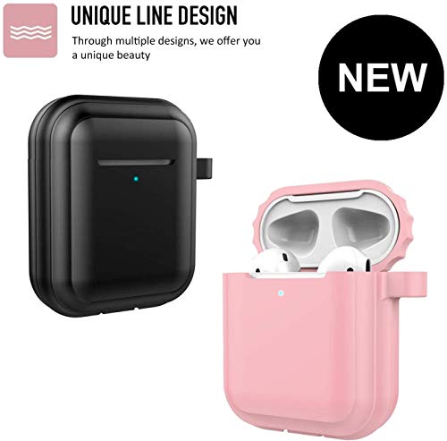 Airpods Pro Case,Apple Airpods pro Accessories Kits, [Front LED Visible] 2 Packs Airpods pro Silicone Case,Protective Silicone Cover Skin (Black+Green)