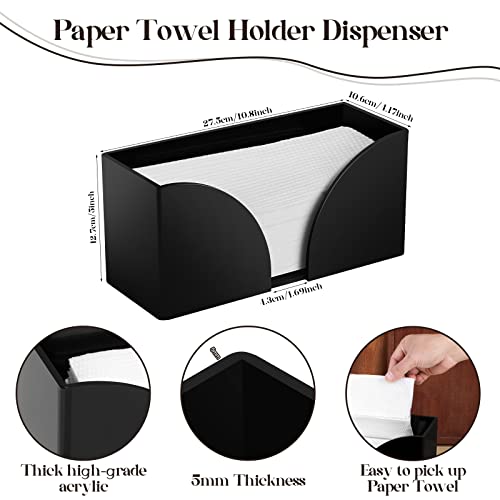 Paper Towel Dispenser Countertop Black Acrylic Paper Towel Holder for Bathroom Folded Paper Towel Dispenser Clear Trifold Napkin Holder for Z-fold, C-fold, MultiFold Trifold - Home Kitchen