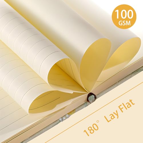 ipoul Embroidered Pocket Notebook for Women, A6 Mini Cloth Journal, Hardcover, 264 Pages, 4x6 Small Lined Notebook & Sketchbook, Beautiful Diary, Little Notepad, Apricot Yellow.