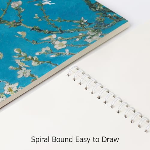 Almond Blossom Classic Art Sketchbook,98lb/160gsm Acid Free Thick Paper Drawing and Doodling,2 Pack of A4 Blank Spiral Bound Journal Notebook for Kids, Students and Adults.