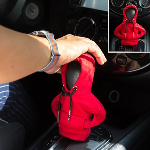 ECDREAM 2Pcs Car Shift Knob Hoodie,Gear Shift Hoodie,Funny Sweater Hoodie for Gearshift,Automotive Interior Accessories（Orange）